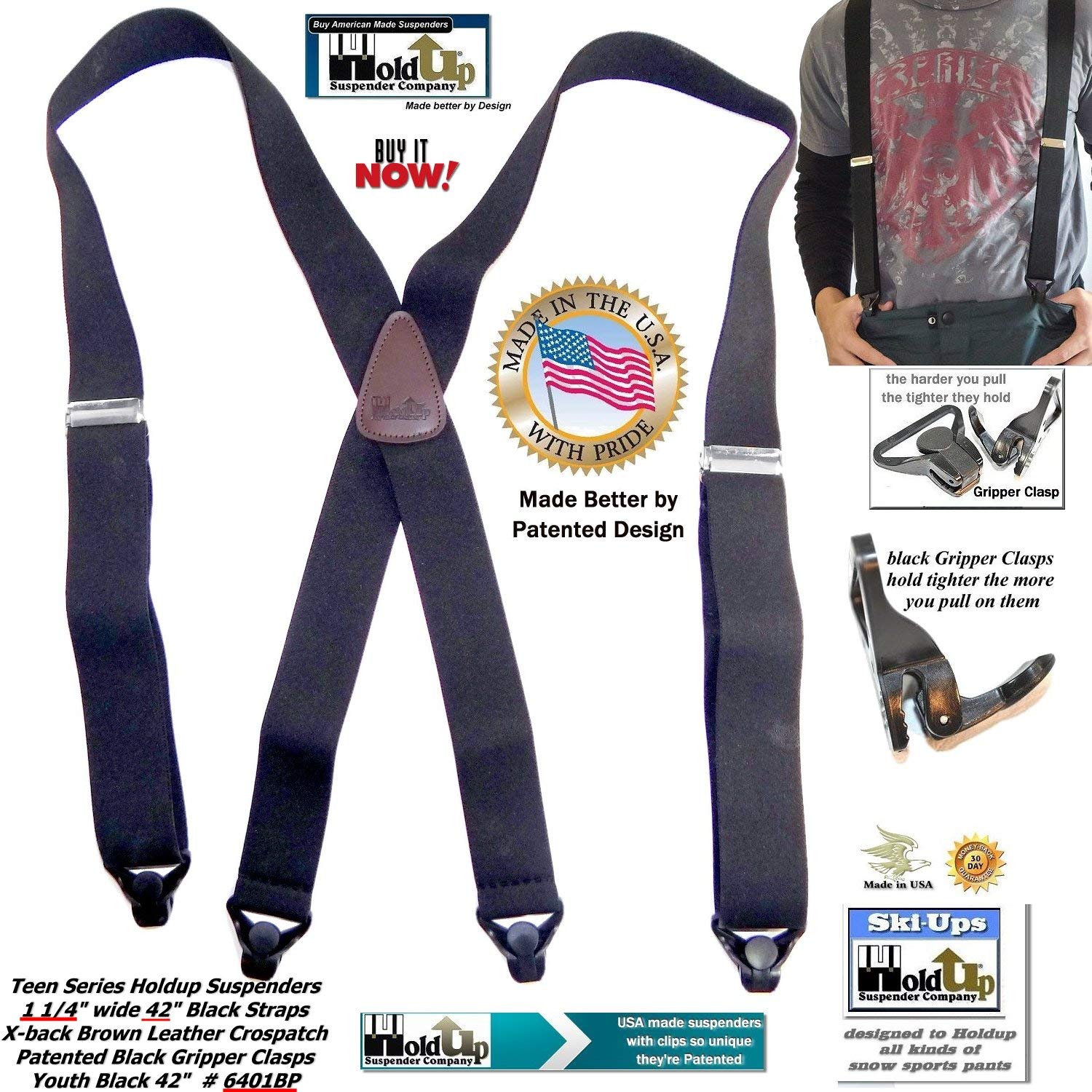Boys Suspenders with Patented Gripper Clasp - Perfect for School & Formal Wear