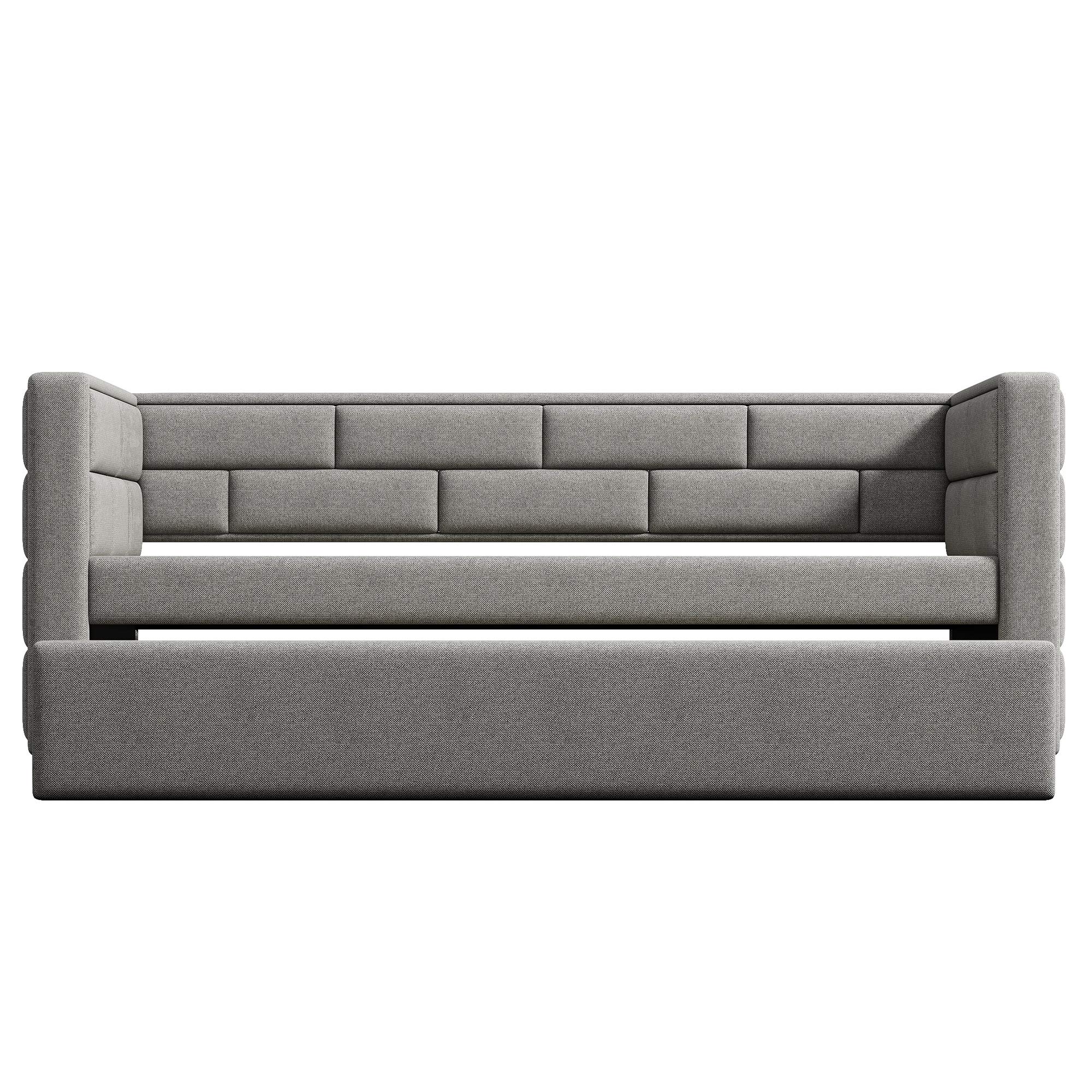 Polibi Twin Size Upholstered Daybed with Trundle - Gray Convertible Sofa Bed with Padded Back & Sides | Perfect for Guest Room, Small Space & Dormitory