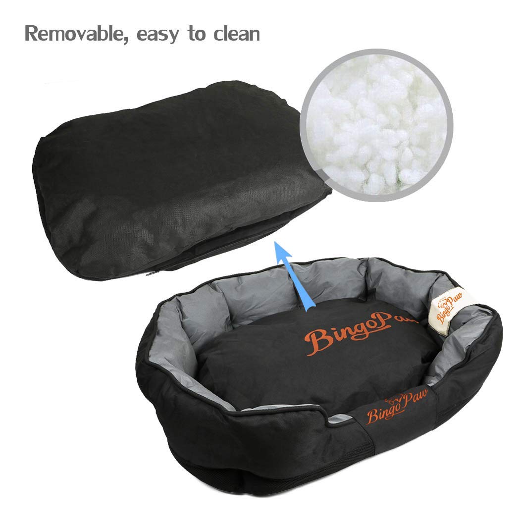 BingoPaw Extra Large Orthopedic Dog Bed - Waterproof & Durable Oxford Fabric Pet Cushion with Bolster - Comfortable Sleeping Pad for Large & Giant Breed Dogs - Perfect for Indoor, Outdoor & Kennel Use