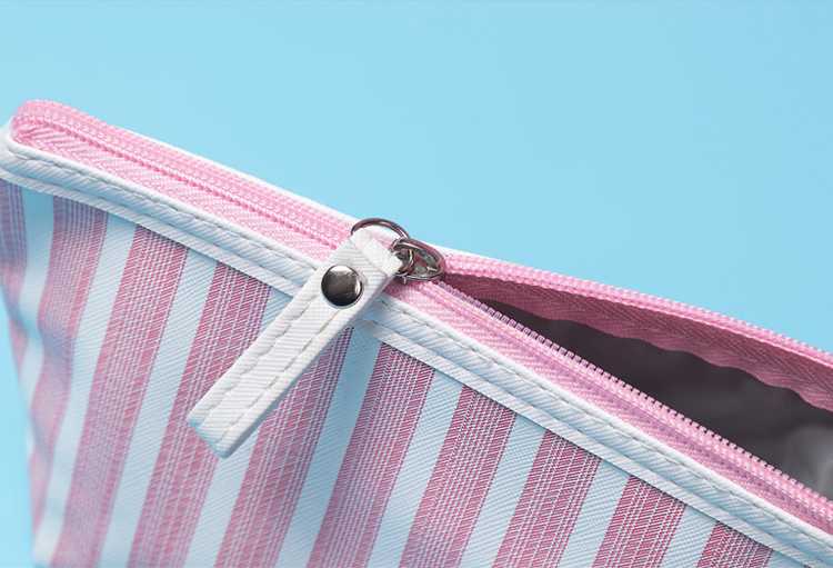 Miyahouse Striped Canvas Cosmetic Bag for Women - Waterproof Travel Makeup Pouch & Toiletry Organizer - Perfect for Gym, Vacation, and Daily Essentials Storage
