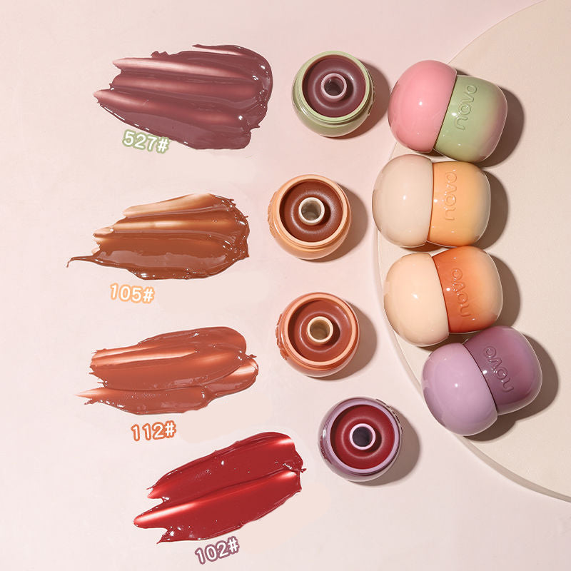 NOVO Aqua Gloss Mirror Mushroom Lip Tint - Long Lasting Hydrating Lip Stain with Shiny Finish, Perfect for Daily Wear, Date Night and Makeup Looks