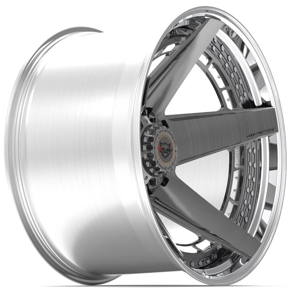 4Play Forged Series 4PF5 24x14.0 Wheels - Brushed with Tinted Clear Center & Polished Barrel - 8x165.1mm Bolt Pattern - 124.9mm Offset - Premium Alloy Rims for Trucks, SUVs and Off-Road Vehicles - Perfect for Custom Builds and Performance Upgrades