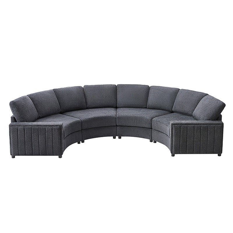 Aeris Modern Curved Sectional Sofa Set - L-Shaped Couch with Ottoman for Living Room, Lounge & Entertainment Spaces | Contemporary Fabric Upholstery, Comfortable Seating for Family & Guests