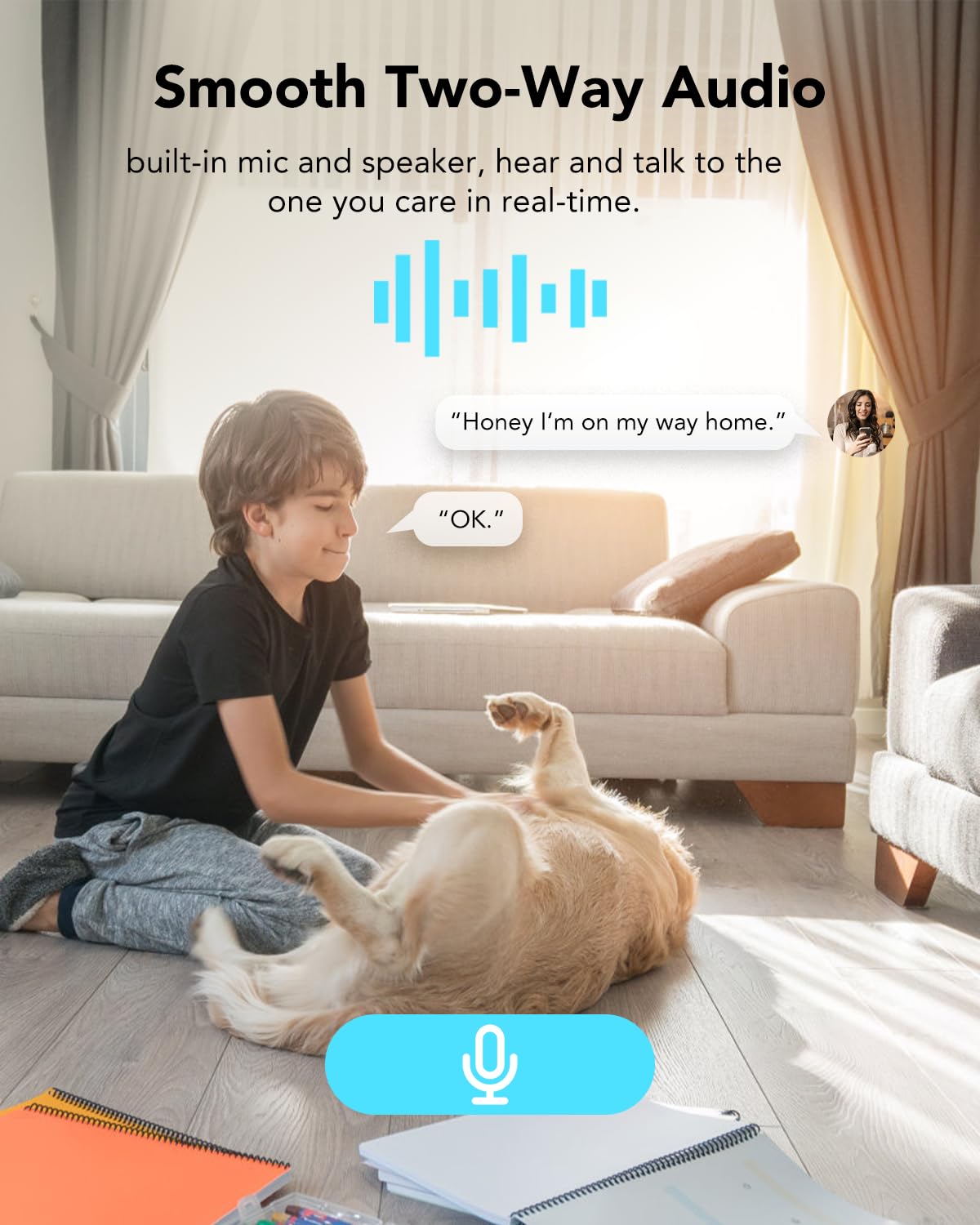 2.4/5GHz 4MP Wireless Indoor Security Camera with Two-Way Audio, Motion Tracking & Alarm - WiFi Pet Camera, Baby Monitor & Nanny Cam - Includes Free 6 Months Cloud Storage & SD Card Support - Perfect for Home Security, Pet Monitoring & Baby Care