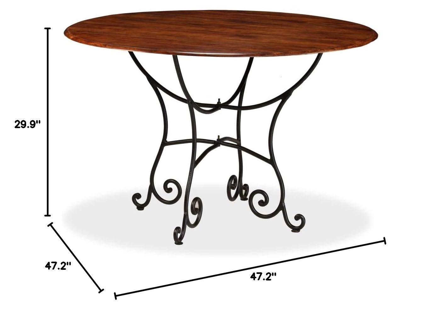Solid Acacia Wood Dining Table with Sheesham Finish - 47.2