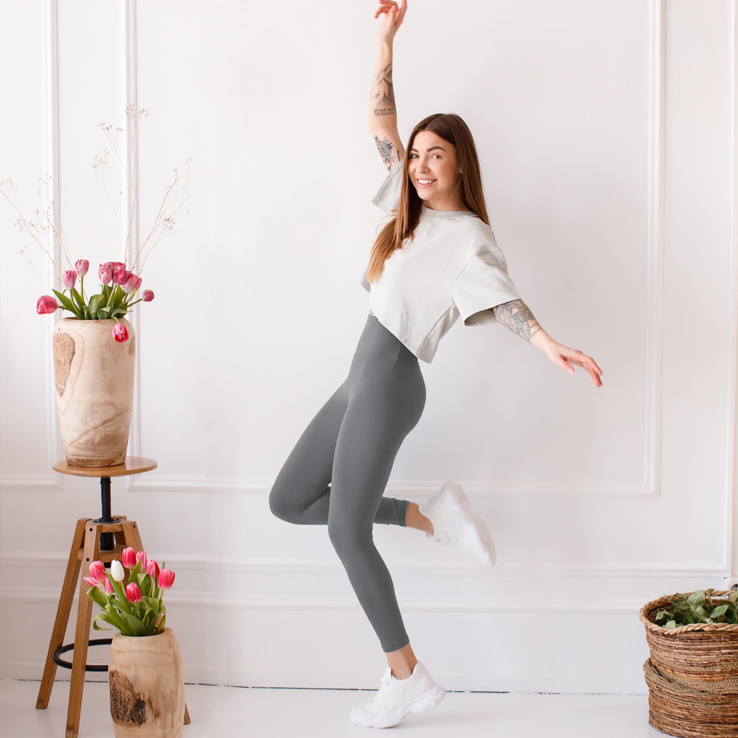 High Waisted Yoga Leggings for Women - Soft & Breathable Workout Pants for Running, Gym & Lounge - Plus Size Activewear with Pockets