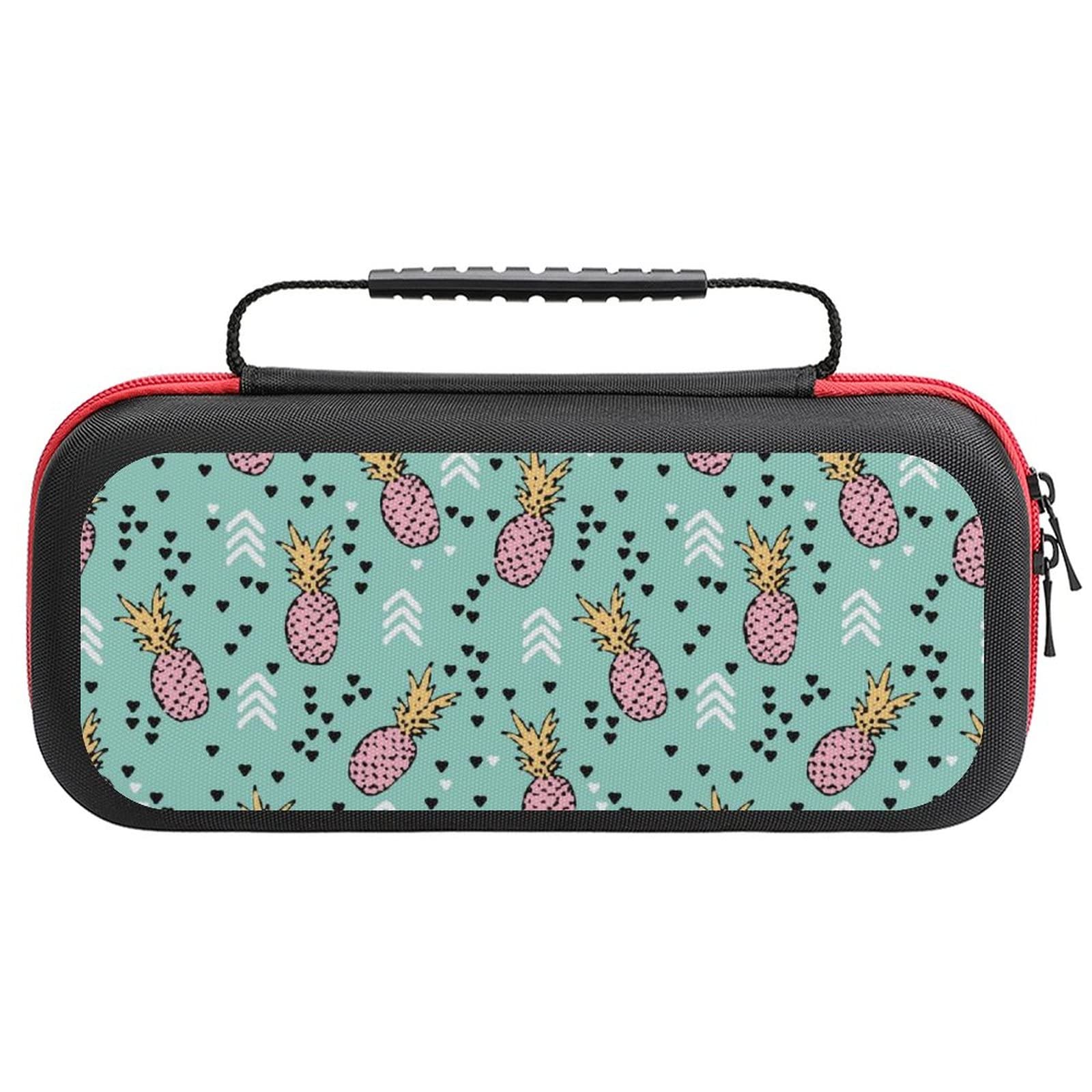 FunnyStar Tropical Hawaiian Aqua Pineapple Carrying Case for Nintendo Switch - Protective Shell Storage Handbag with Waterproof Design - Perfect for Beach Vacations, Pool Parties & Summer Travel Accessories