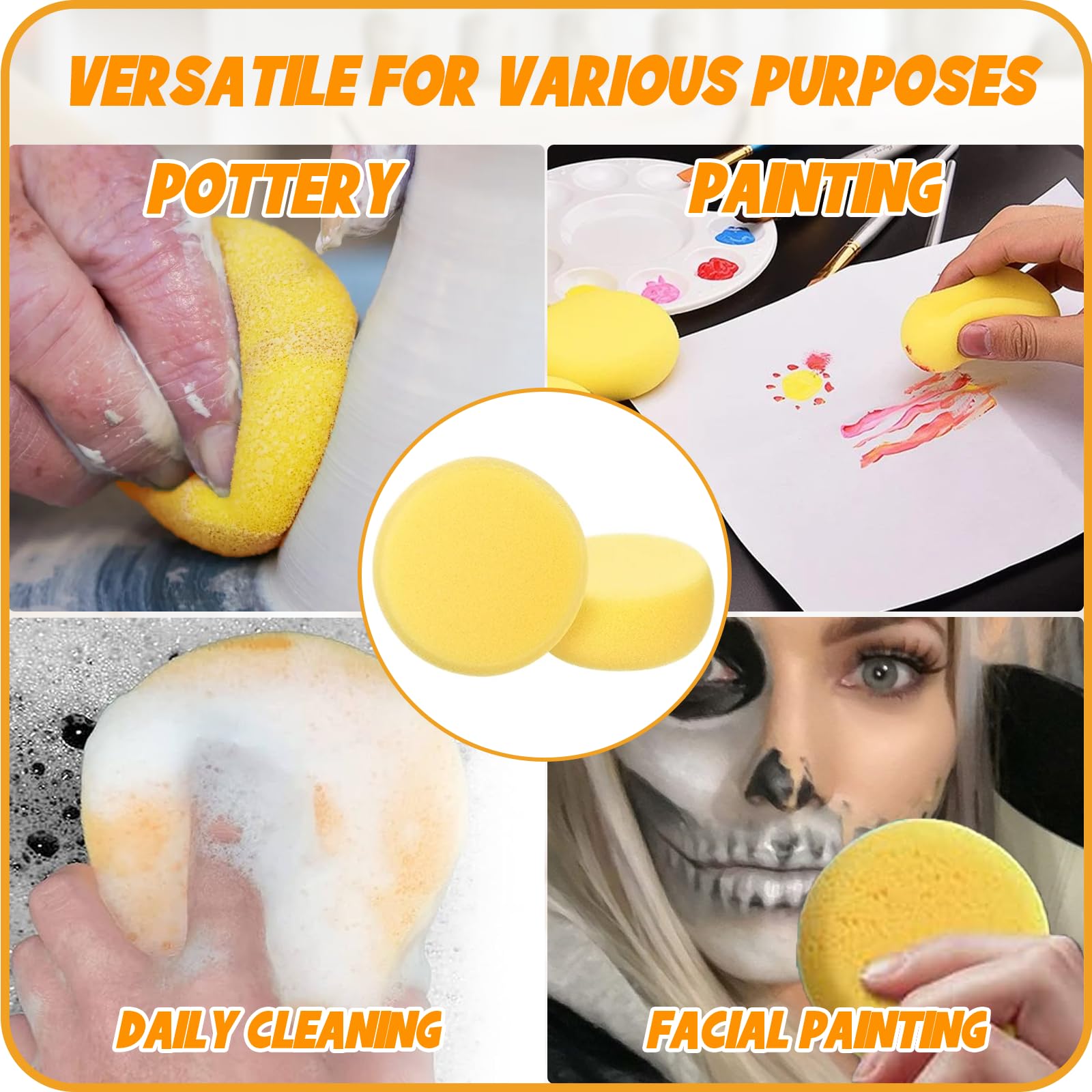 25Pcs 3 Inch Pottery Sponges for Clay & Acrylic Painting - Round Artist Sponges for Pottery Making, Ceramic Sculpting & DIY Art Projects