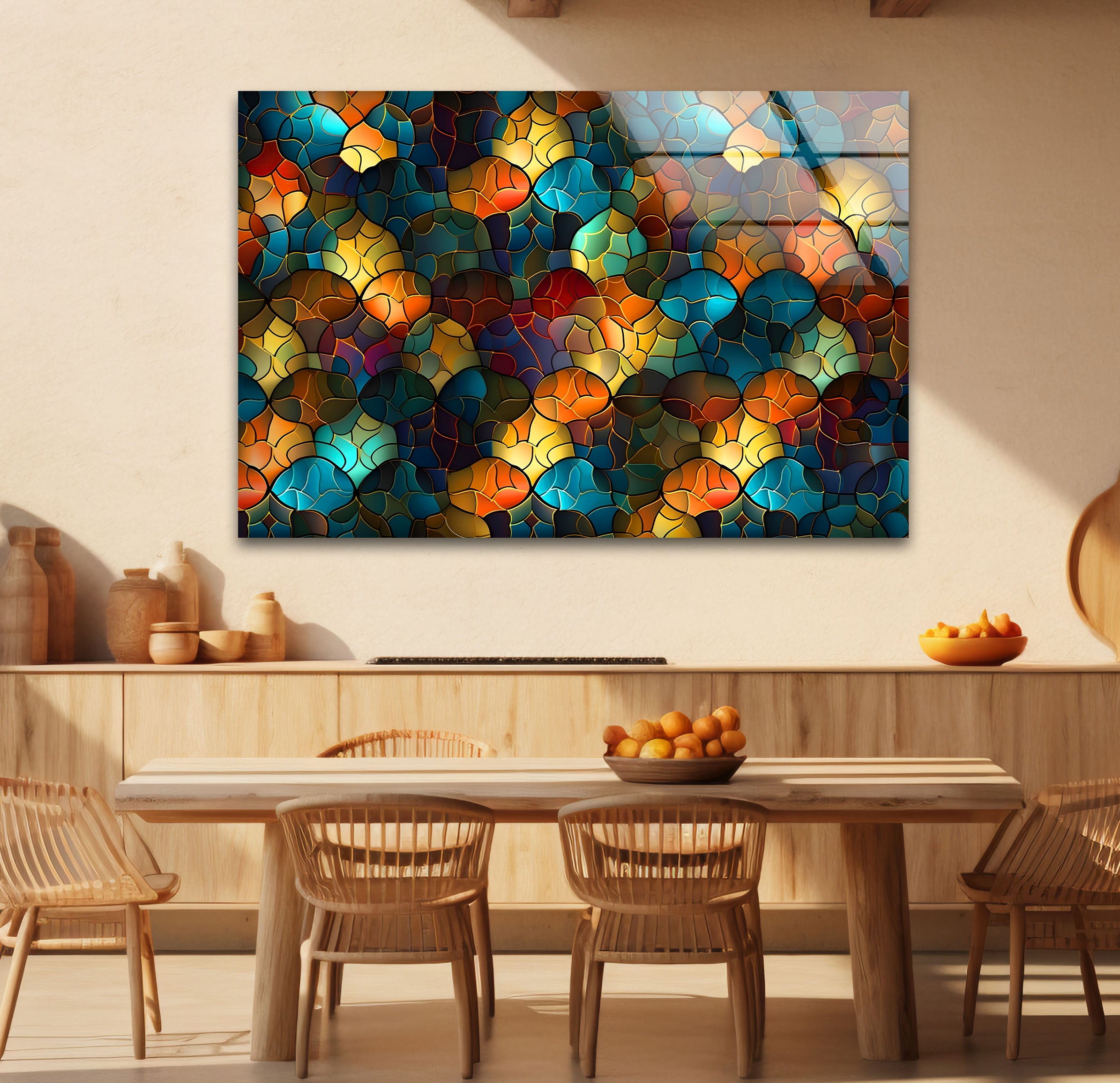 Abstract Stained Glass Wall Art - Vibrant Mosaic Glass Panel for Home Decor, Church Windows & Gift Ideas