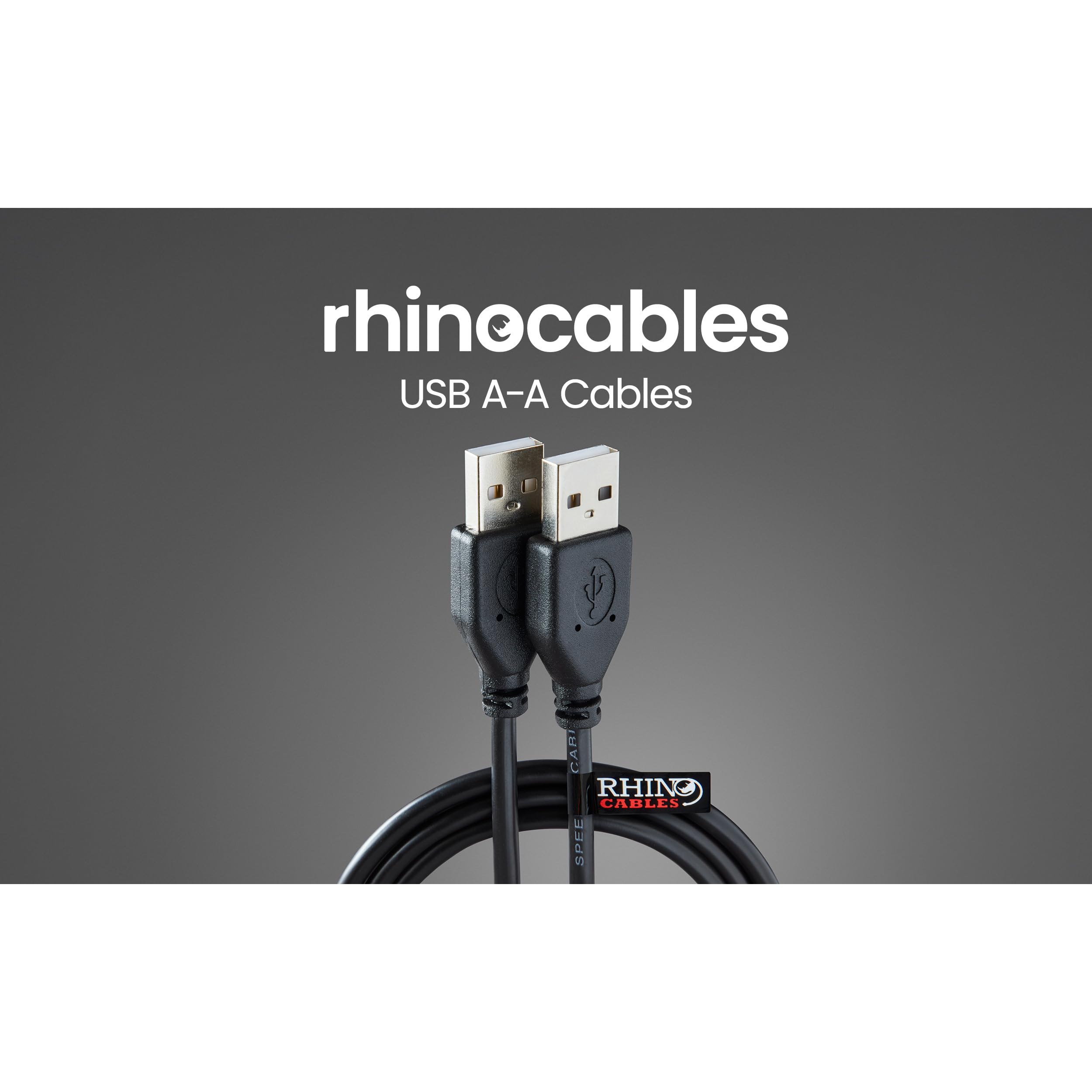 Rhinocables USB 2.0 A Male to Male Cable - High Speed Durable USB A to USB A Cord | 480Mbps Data Transfer, Universal Compatibility for Printers, Keyboards, Scanners, Hard Drives, Cameras | Perfect for Home Office, Gaming Setup & Computer Accessories (1.8m/6ft, Single Pack)
