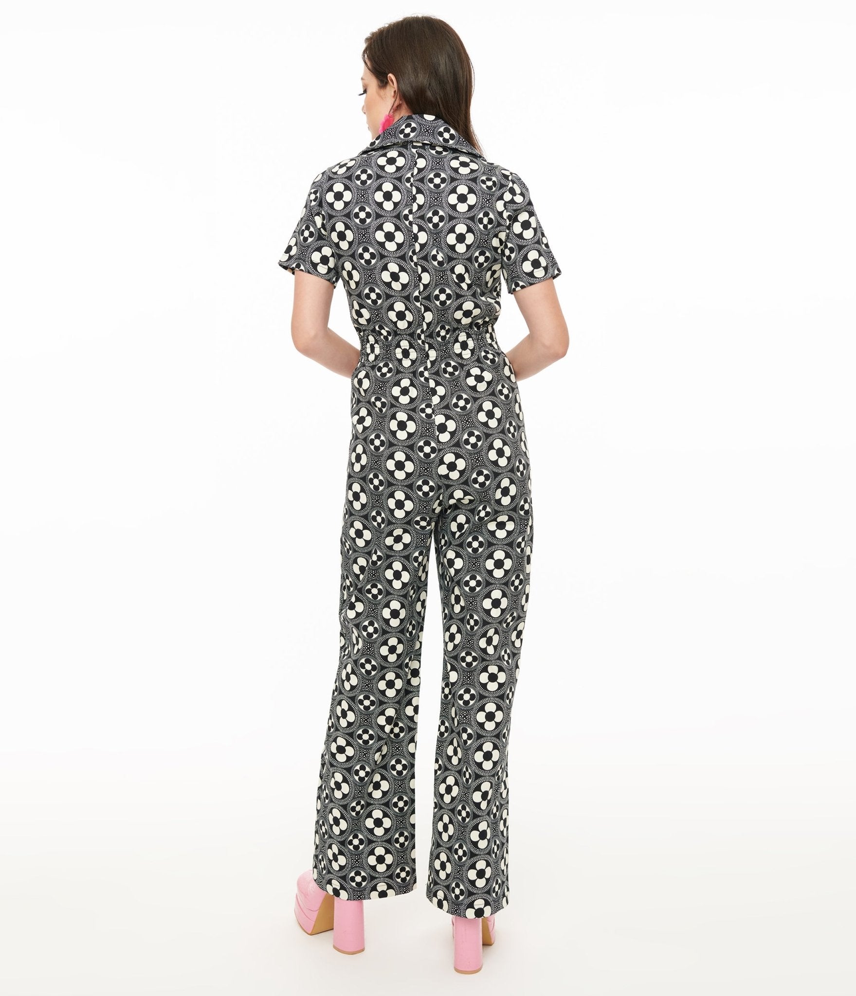 Miracle Eye Black & White Floral Jumpsuit for Women - Elegant Romper with Pockets | Perfect for Summer Parties, Date Nights & Beach Vacations