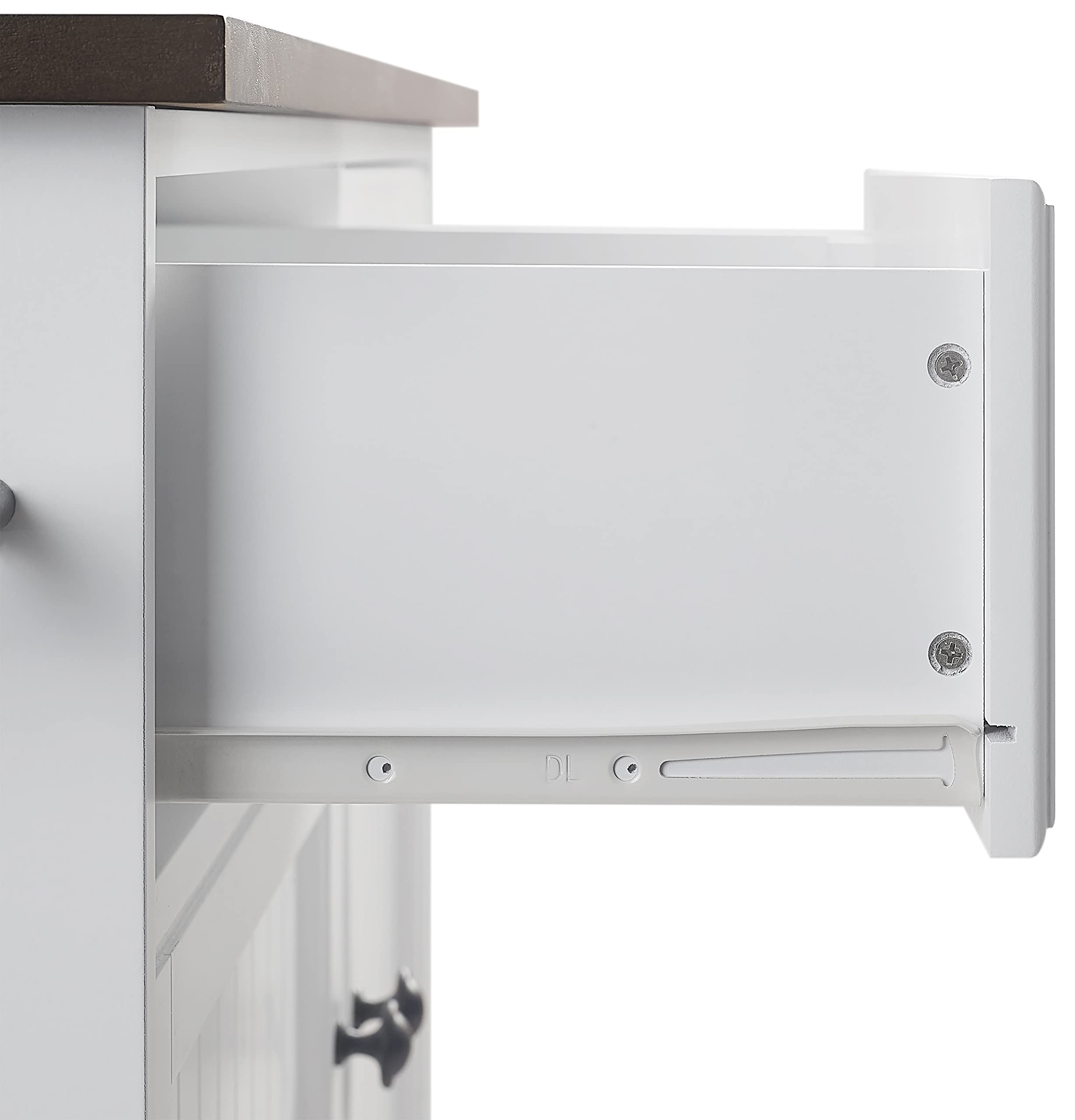 Crosley Shoreline White Kitchen Island with Shelves & Drawers - Microwave Stand, Coffee Bar Station for Small Spaces - Perfect for Apartments, Condos & Compact Kitchens