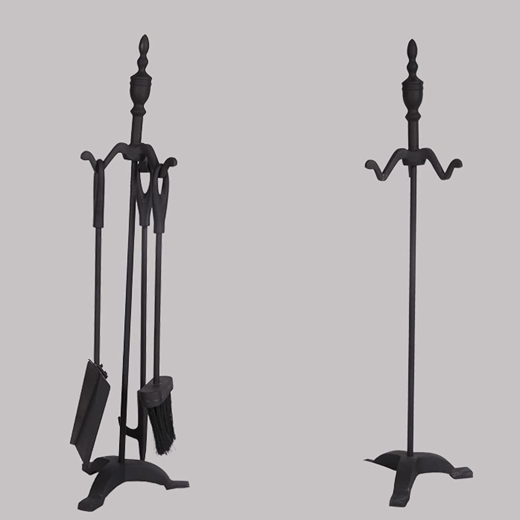 Premium 3-Piece Fireplace Tool Set - Heavy Duty Cast Iron Fireplace Accessories for Wood Burning Stoves & Fire Pits - Includes Poker, Shovel & Brush - Perfect for Indoor & Outdoor Fireplace Maintenance