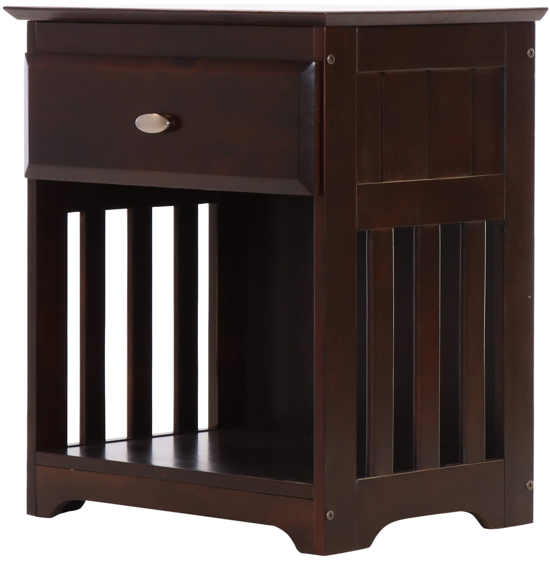 Discovery World Furniture Nightstand, Espresso Finish - Modern Bedside Table with Storage for Bedroom, Living Room, or Office