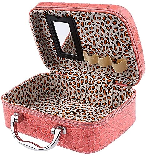 Colorful Women's Makeup Bag with Mirror - Travel Jewelry Organizer for Toiletries