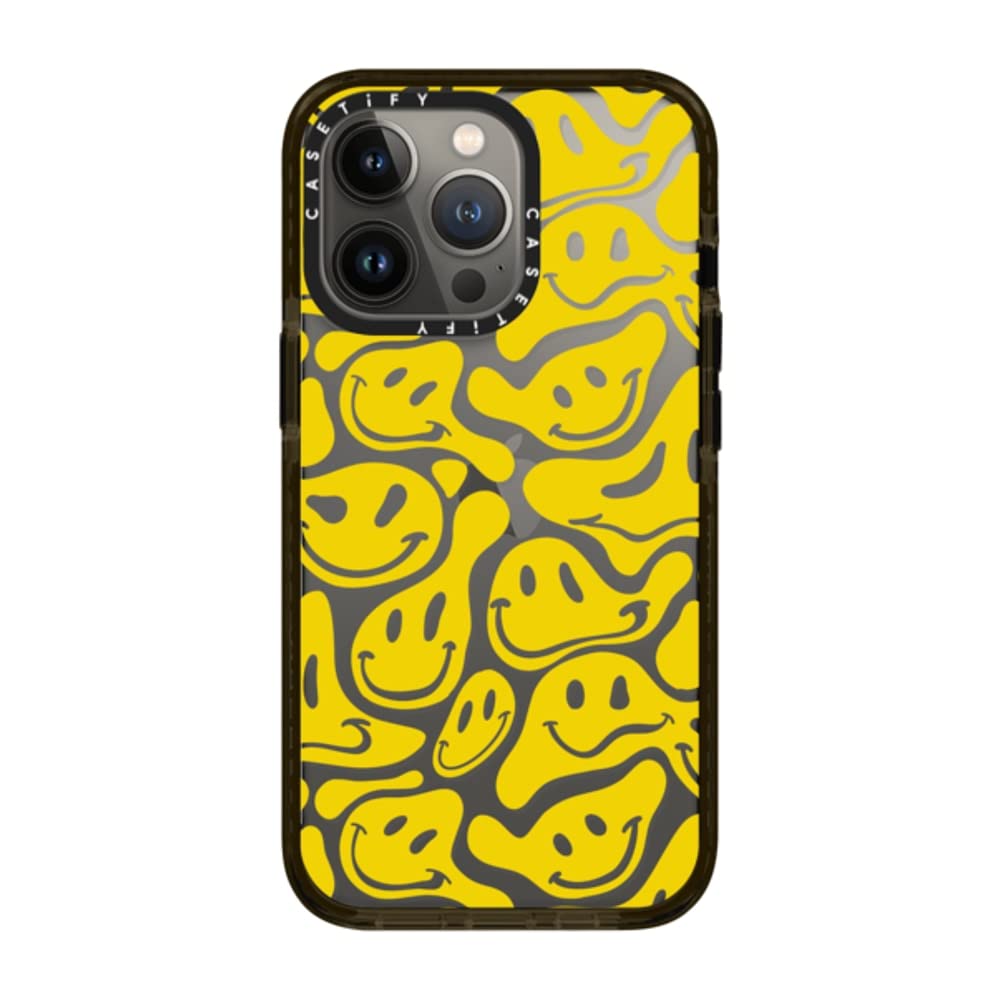 CASETiFY Impact Case for iPhone 13 Pro - Shockproof Protective Phone Cover with Acid Smiles Marigold Design & Clear Black Finish - Perfect for Daily Use, Outdoor Activities & Travel Protection