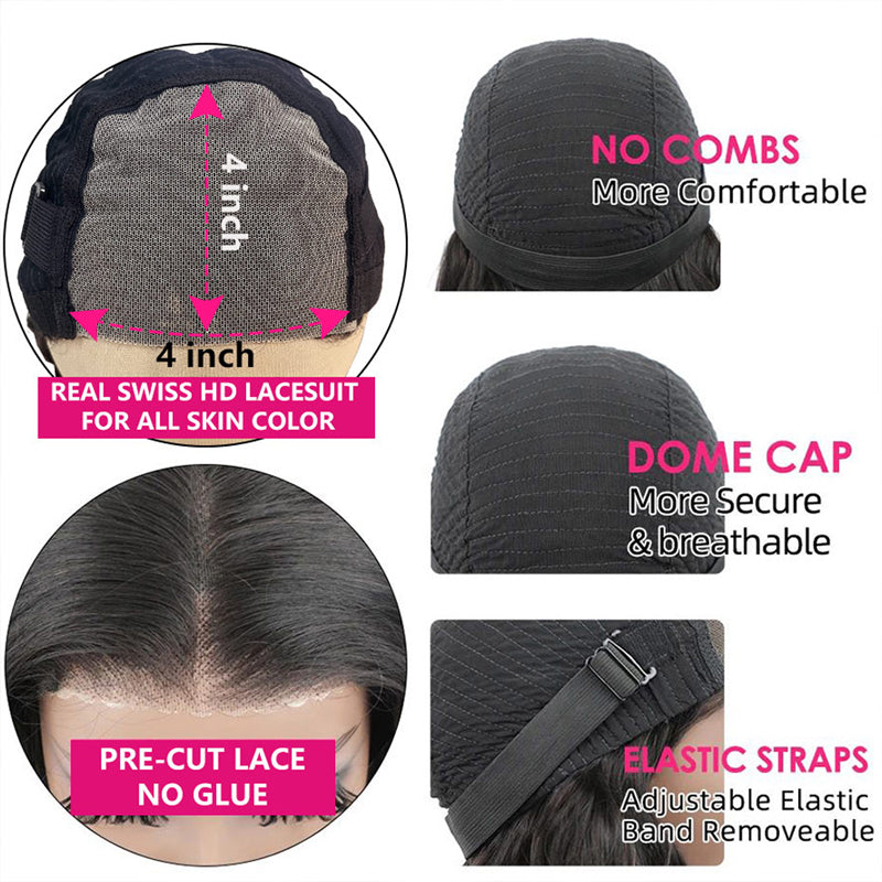 Eullair Short Curly Glueless Bob Wig | Lace Front Human Hair Wigs | Straight & Body Wave Lace Frontal Wig for Women | Perfect for Daily Wear, Cosplay & Special Occasions