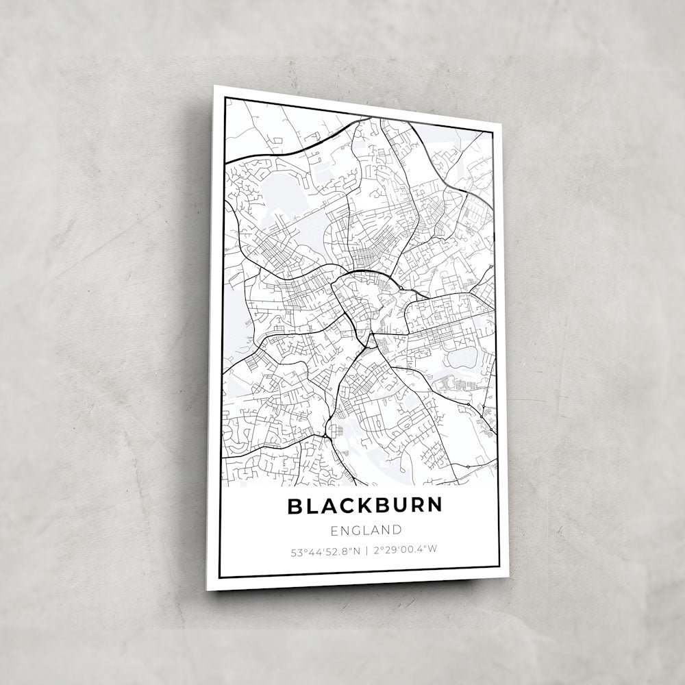 Blackburn Map Glass Wall Art - Modern Home Decor for Living Room, Bedroom & Office - Perfect Gift for Travel Lovers & Map Enthusiasts