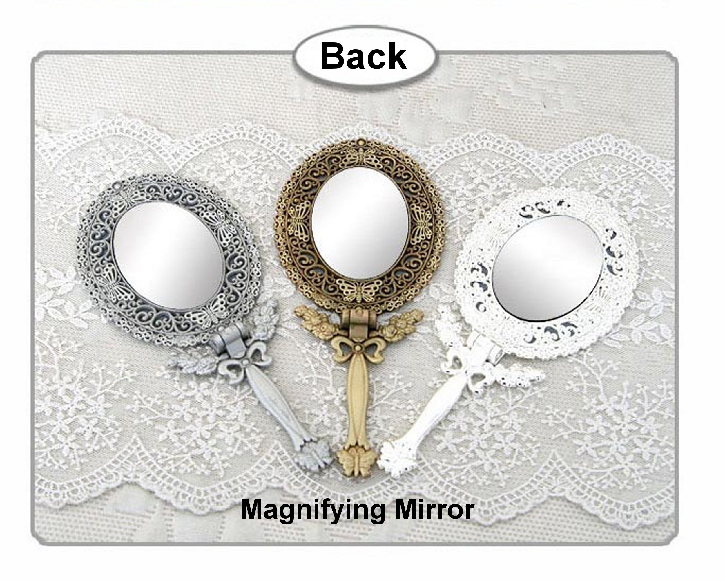 Butterfly Design Double-Sided Magnifying Handheld Makeup Mirror with Folding Stand - Travel & Vanity Mirror for Home, Hotel, and On-the-Go (Medium, Matte Gray Tin) - Perfect for Makeup Application, Skincare, and Travel Essentials