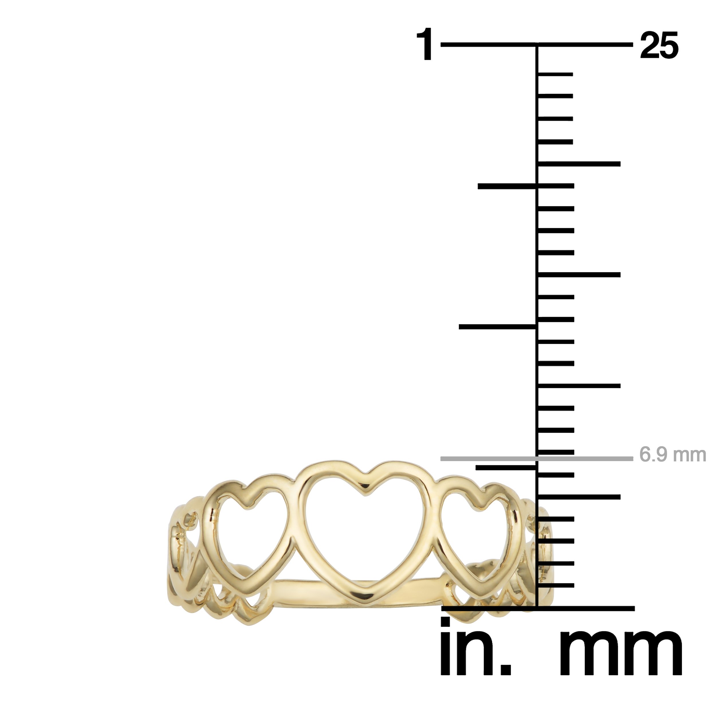 14K Yellow Gold Graduated Hearts Ring for Women - Elegant Stackable Dainty Jewelry Gift for Anniversary, Valentine's Day & Everyday Wear | Kooljewelry
