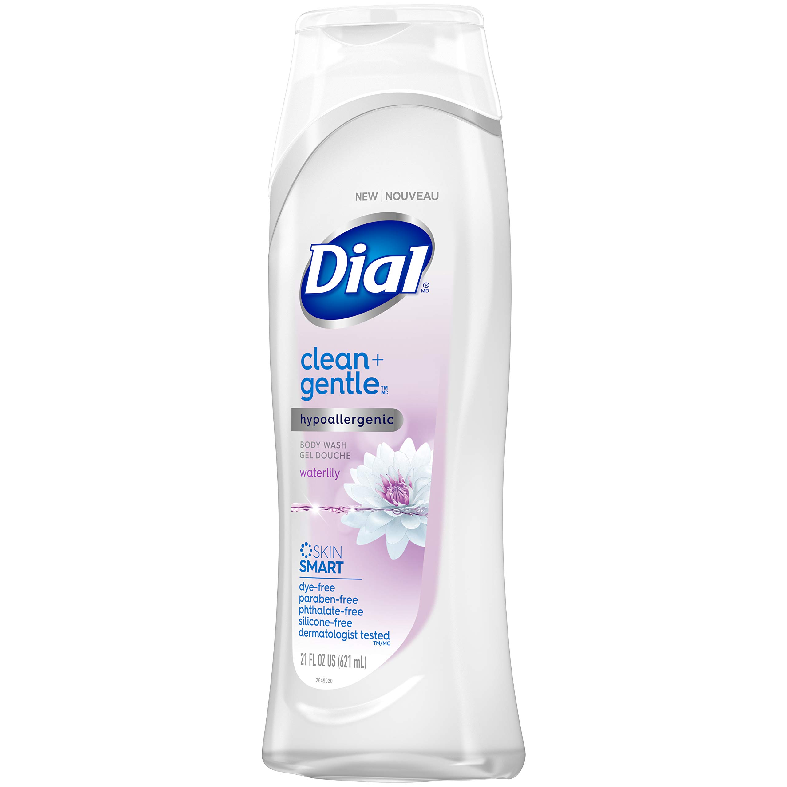 Dial Clean + Gentle Body Wash with Waterlily Scent - 21 Fl Oz | Hydrating & Soap-Free Formula for Sensitive Skin | Perfect for Daily Shower & Relaxing Bath Time