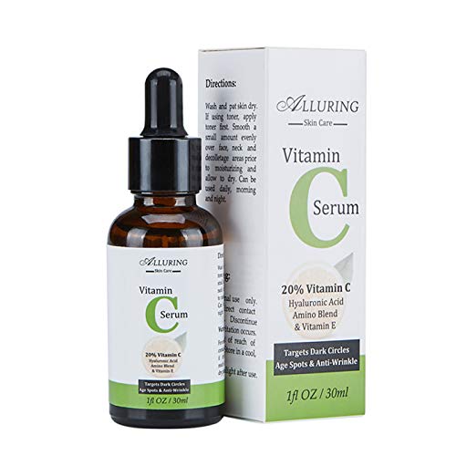 Best Vitamin C Facial Serum with Hyaluronic Acid & Vitamin E - Brightening Anti-Aging Treatment for Acne, Wrinkles, Dark Spots & Hyperpigmentation - Perfect for Daily Skincare Routine & Dark Circle Reduction