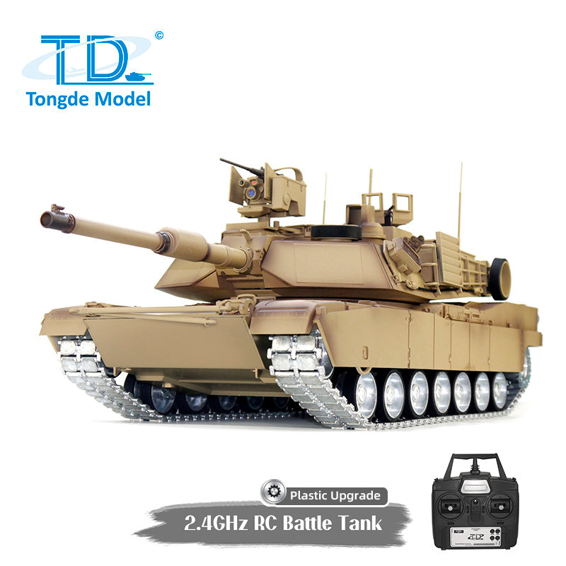1/16 Scale Tongde RC Infrared Battle Tank - Radio Controlled Panzer M1A2 Abrams SEP V2 Electric Military Tank with 320° Rotation, Barrel Recoil & BB Unit - Realistic Simulation Model for War Games, Collectors & Battle Scenes