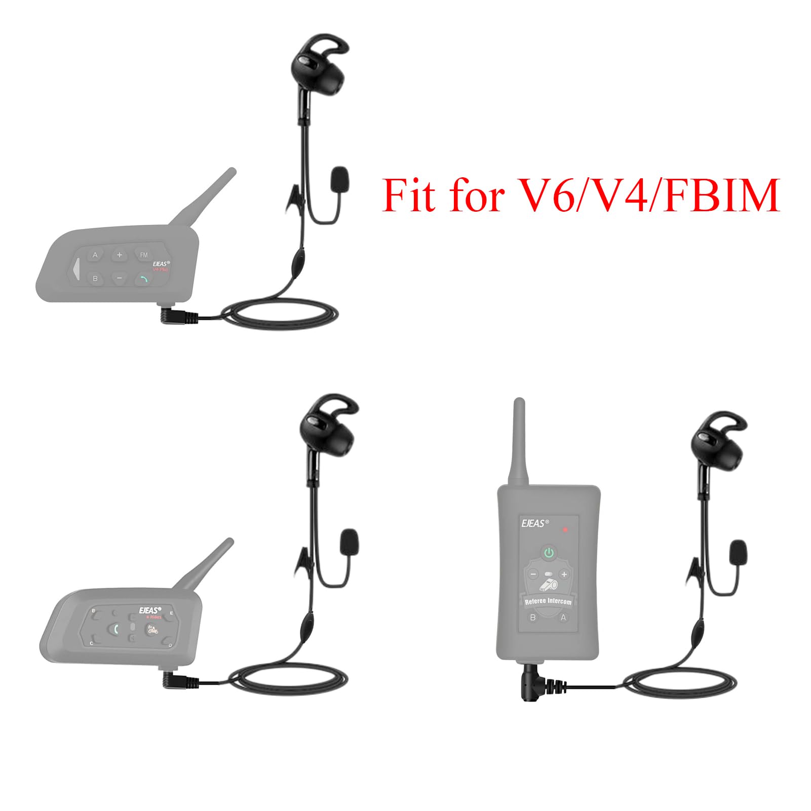 MIMIRACLE 2 Pack Referee Headset - Right-Ear HiFi In-Ear Earpiece for V6 V4 FBI Football Soccer Coach Communication System - Perfect for Game Officiating & Team Coordination