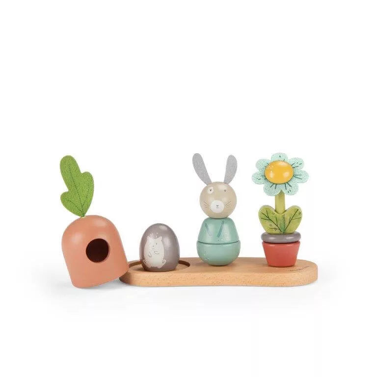 Three Little Rabbits Stacking Toy - Montessori Wooden Baby Toys for Toddlers 1-3 Years Old - Educational Learning Blocks for Kids - Perfect for Playtime, Nursery Decor & Gift Ideas