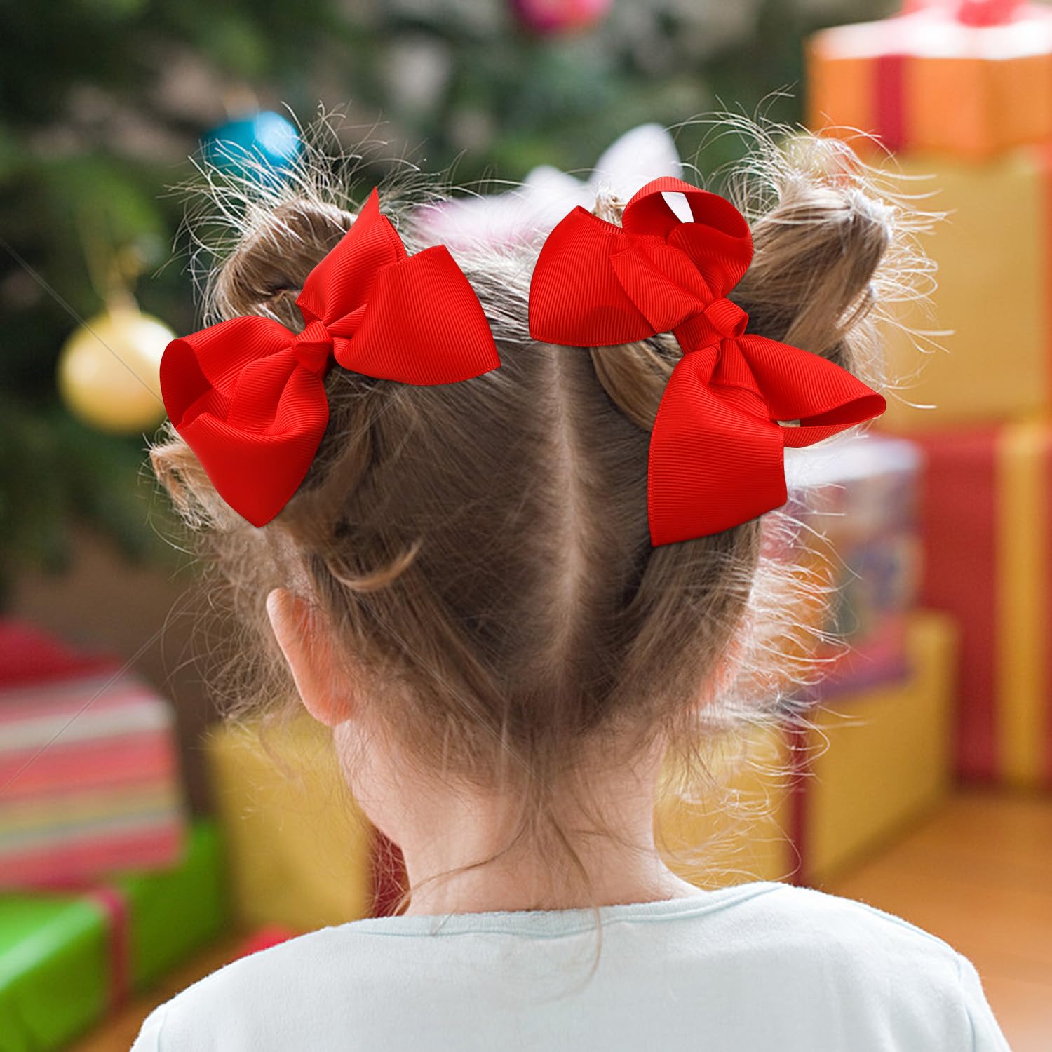 6PCS Handmade Grosgrain Ribbon Hair Bows with Alligator Clips - Red Hair Accessories for Girls, Toddlers & Kids | Perfect for Christmas Gifts, Birthday Parties, School Events & Daily Hair Styling