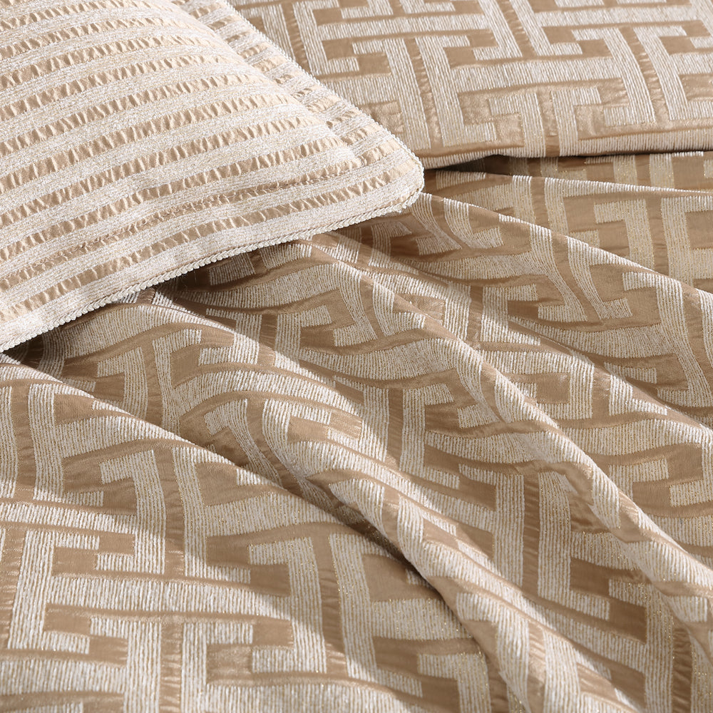 Constantine Gold Quilt Cover Set King Size - Luxury Bedding Set for Master Bedroom | Soft & Breathable Comforter Cover | Perfect for Home Decor, Hotel, and Guest Room