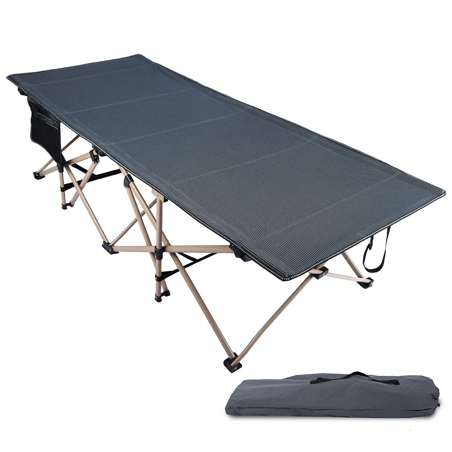 REDCAMP Folding Camping Cots for Adults with Mattress Pad - Soft & Comfortable Oversized Cot for Outdoor, Indoor & Office Sleeping - Perfect for Camping, Travel, Guest Beds & Emergency Use (Grey)