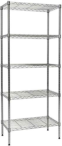 VeahUS 5-Tier Metal Storage Shelf Organizer - Space Saving Kitchen Shelving, Closet Organizer, Book Shelf for Home & Office - Perfect for Pantry, Bathroom, Garage & Bedroom Storage Solutions