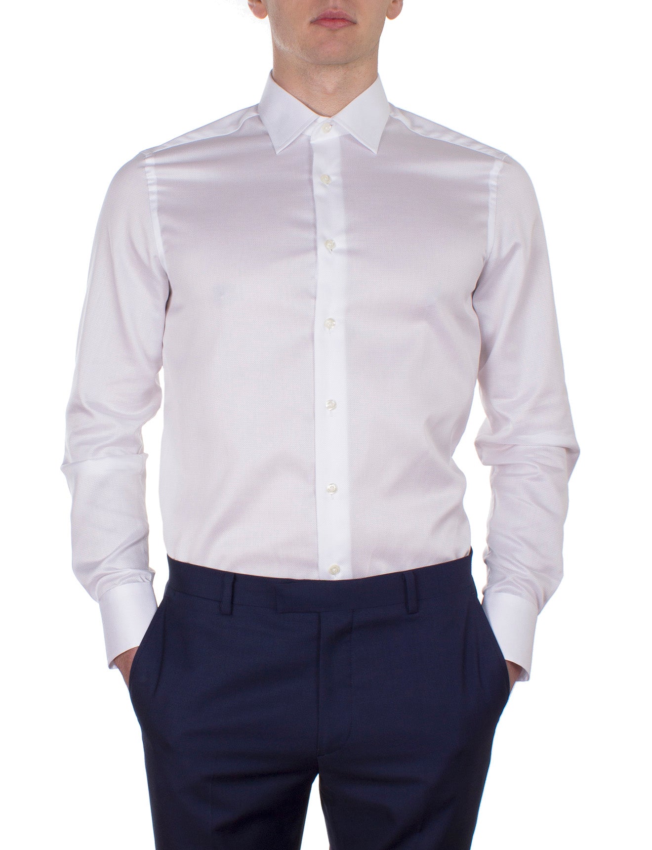 White Textured Slim Fit Shirt for Men | Casual Office Wear & Date Night Outfit | Breathable Comfortable Button Down Shirt