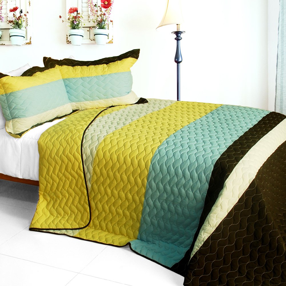 Mira Beauty 3-Piece Vermicelli Quilted Patchwork Bedding Set - Full/Queen Size - Soft & Stylish for Cozy Bedroom Decor