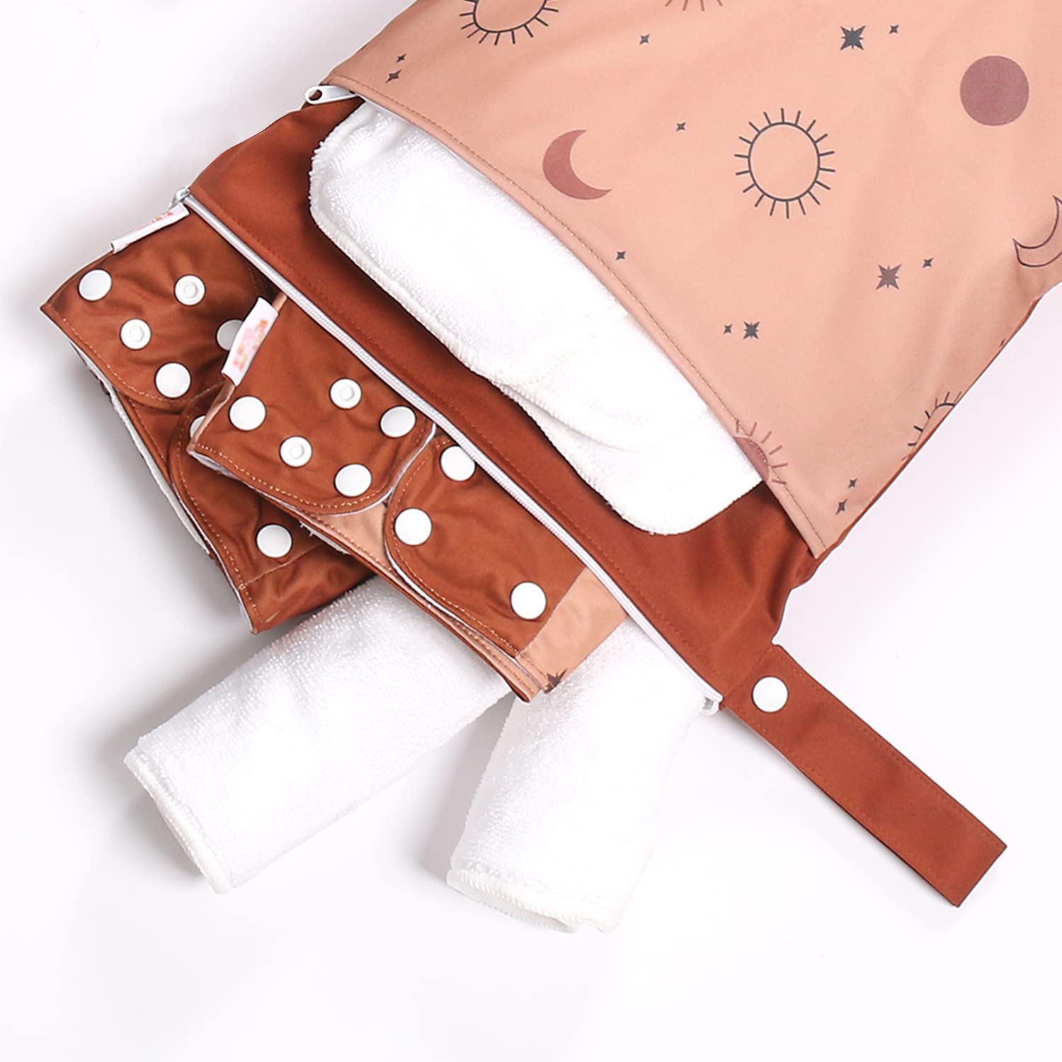 Waterproof Reusable Wet Dry Bag for Baby Cloth Diapers & Breast Pump Parts - 2 Zippered Pockets with Handle | Beach, Pool, Gym, Stroller, Yoga, Toiletries & Daycare Organizer | Perfect for Travel, Swimming & Outdoor Activities