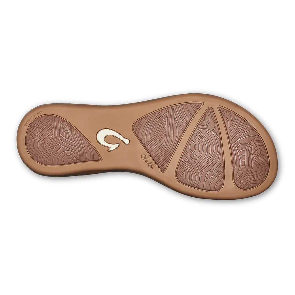 OLUKAI Women's Aukai Leather Flip Flop Sandals - Soft Comfortable Beach Slides with Non-Marking Outsoles | Lightweight & Supportive for All-Day Wear | Perfect for Pool, Vacation & Summer Outfits