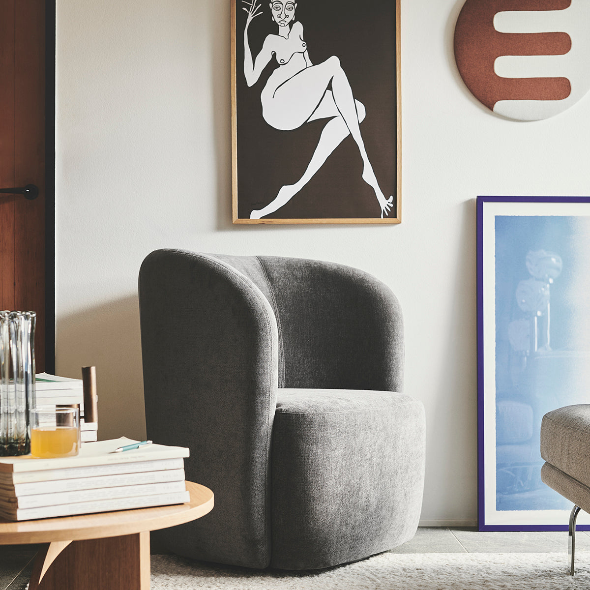 Blair Fabric Swivel Chair - 360 Degree Rotating Modern Office Chair with Padded Seat & Lumbar Support - Perfect for Home Office, Study Room, or Conference Room