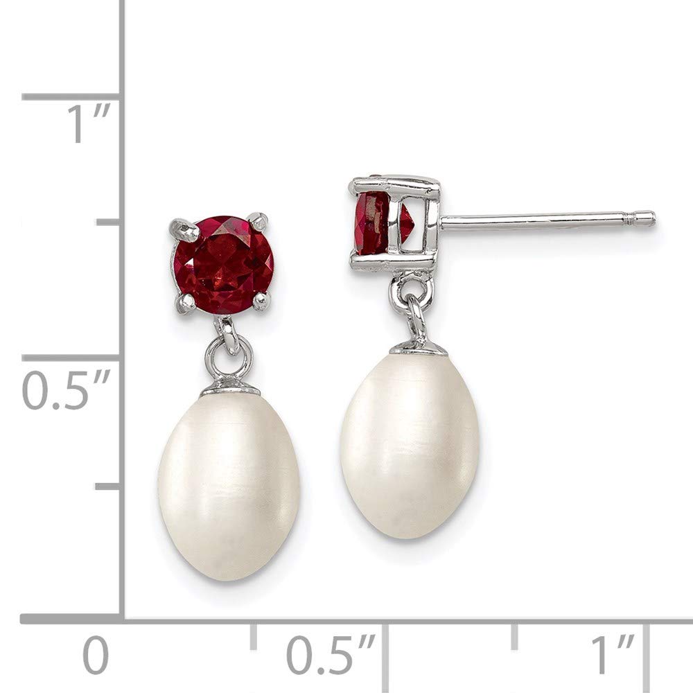 925 Sterling Silver Garnet and Freshwater Pearl Teardrop Earrings for Women | Elegant Dangle Jewelry Gift for Her (7-8mm) | Perfect for Weddings, Parties & Special Occasions