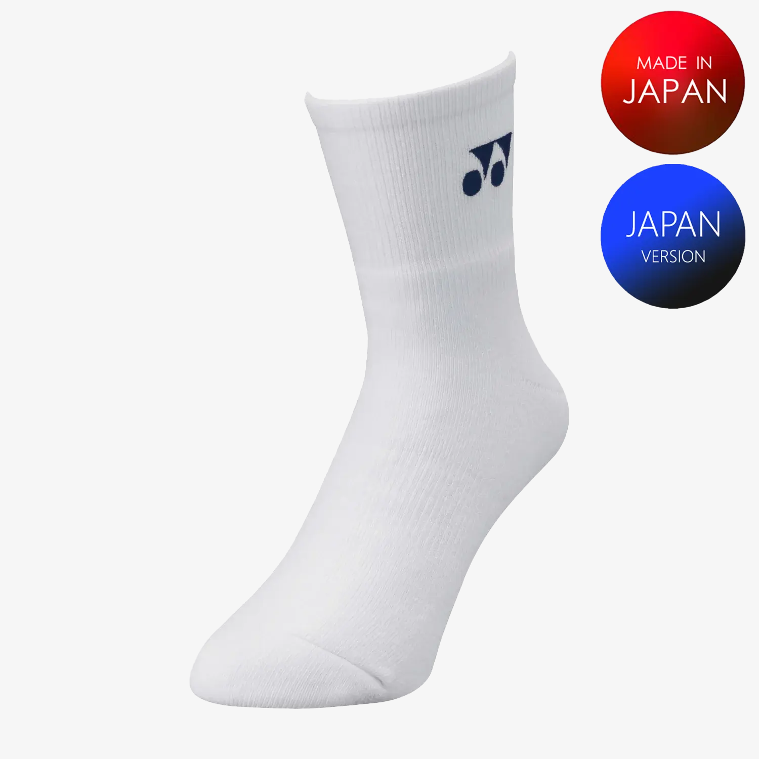 Yonex Men's Sports Crew Socks 19122 - White Medium Size - Breathable Athletic Socks for Running, Tennis & Gym Workouts