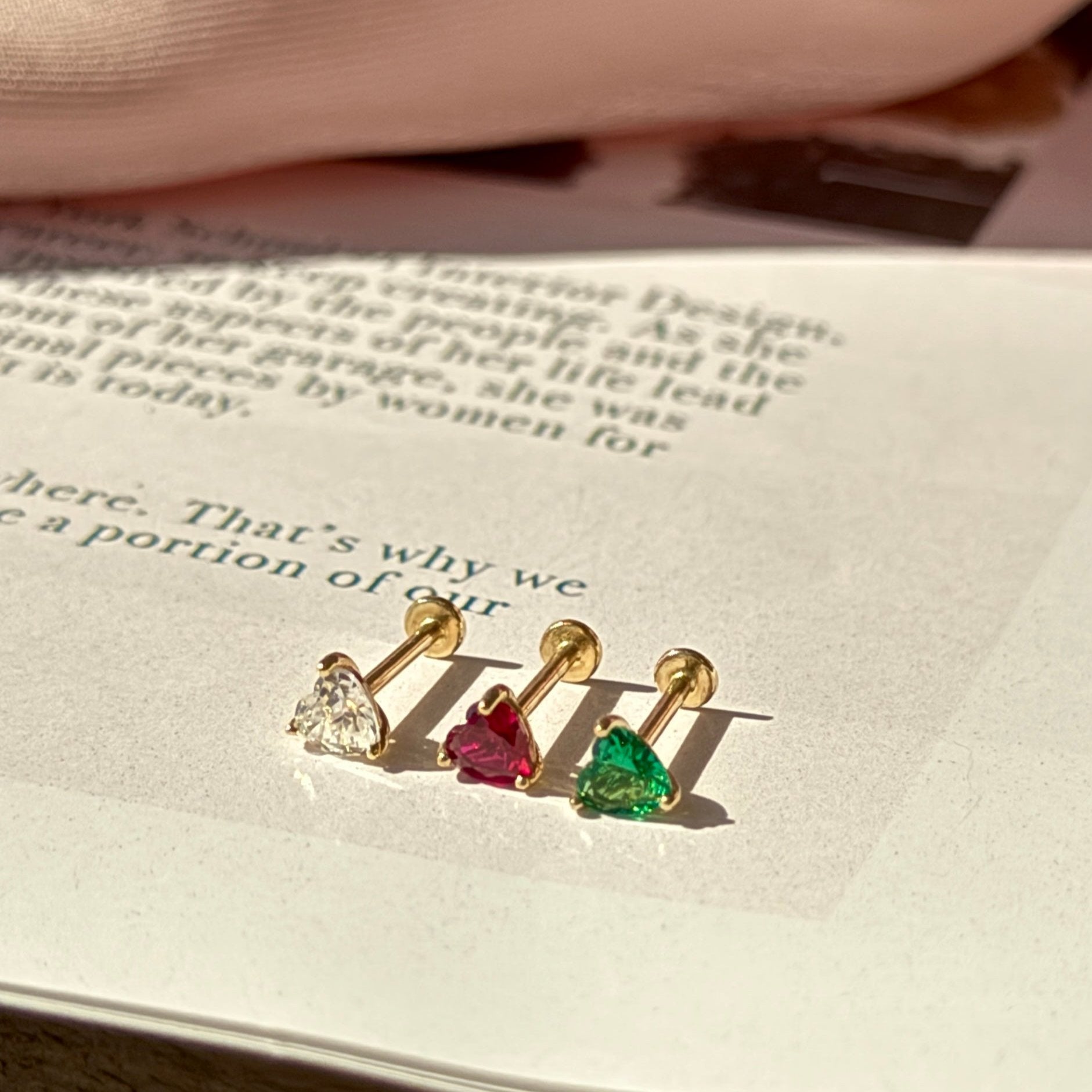 14K Yellow Gold Stone Heart Flat Back Stud Earrings - Minimalist Dainty Jewelry for Women - Perfect for Everyday Wear, Gifts & Special Occasions