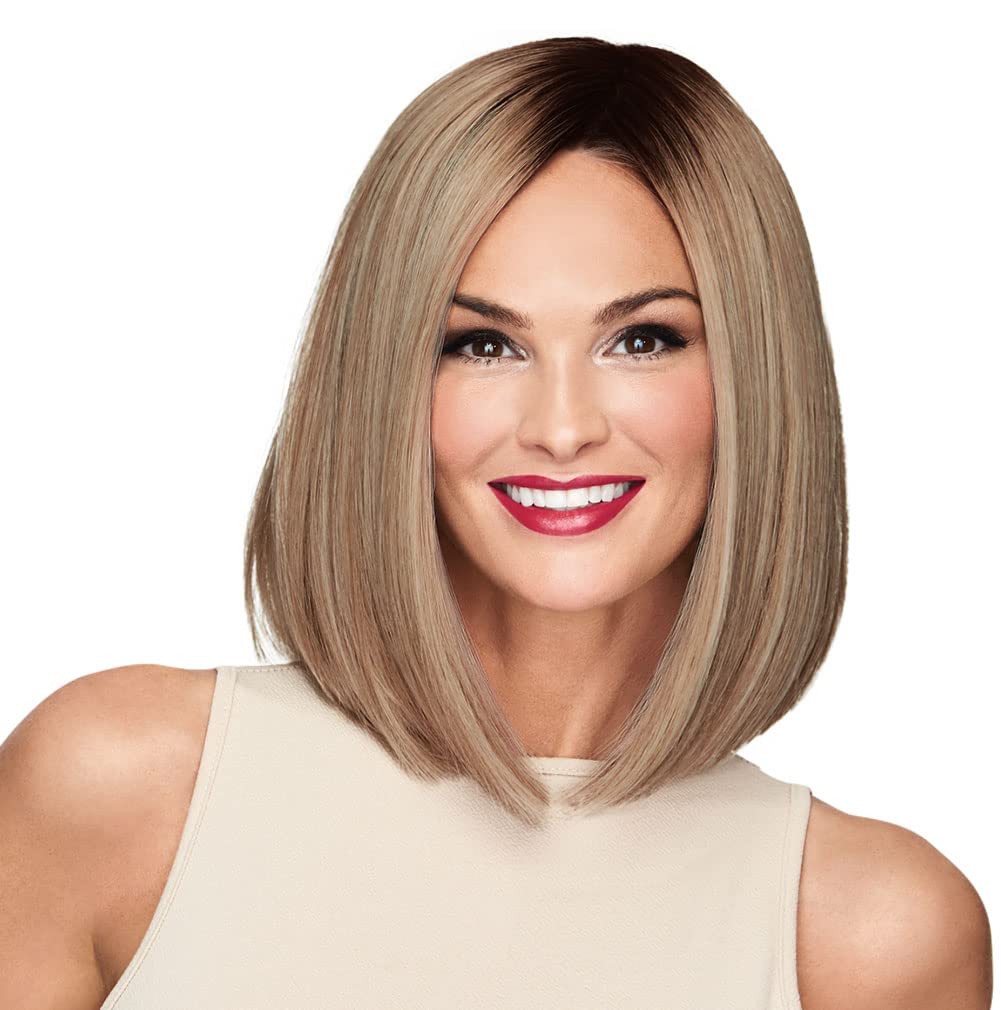 Current Events Long Textured Bob Wig by Hair U Wear - Average Size Cap in SS10/22 Iced Cappuccino | Perfect for Cosplay, Costume Parties & Everyday Fashion