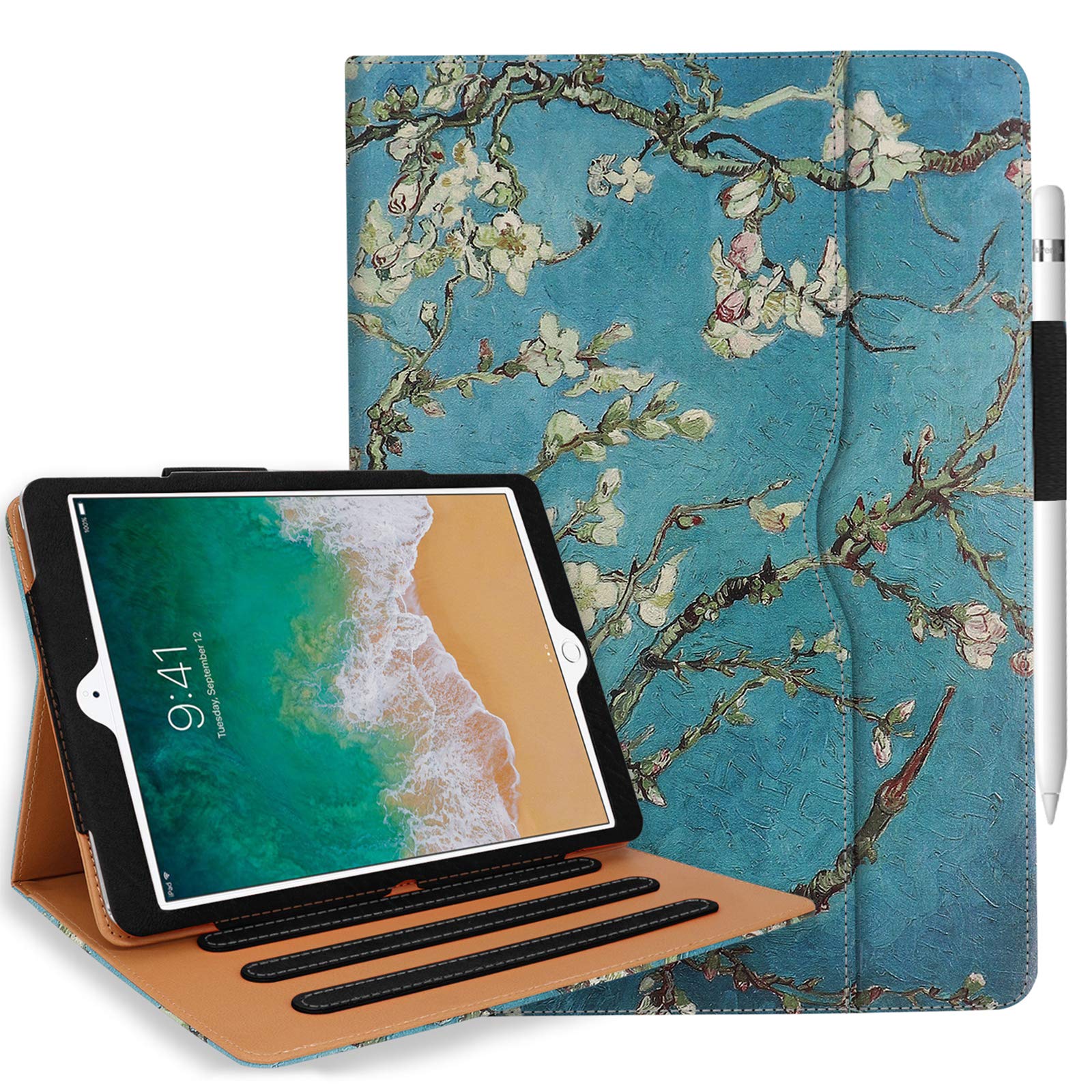 Premium iPad Air 5th/4th Gen Case (2022/2020) - 10.9 Inch Protective Cover with Apple Pencil Holder, Multi-Angle Stand & Hand Strap | Auto Sleep/Wake Feature | Perfect for Work, Study & Travel - Pearflower