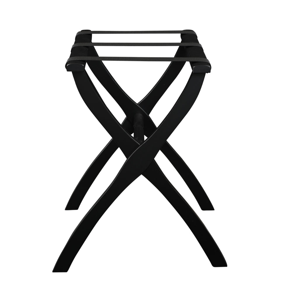 Gatehouse Furniture Luggage Rack with Contour Wood Legs & 3 Nylon Straps - Sturdy Suitcase Stand for Bedroom, Hotel, or Travel Storage