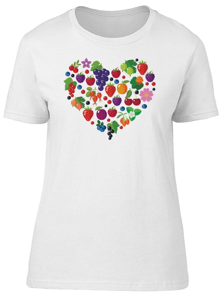 Stylish Women's Cute Colorful Fruit Heart Doodle Graphic T-Shirt - Perfect for Casual Wear, Summer Outfits & Street Fashion