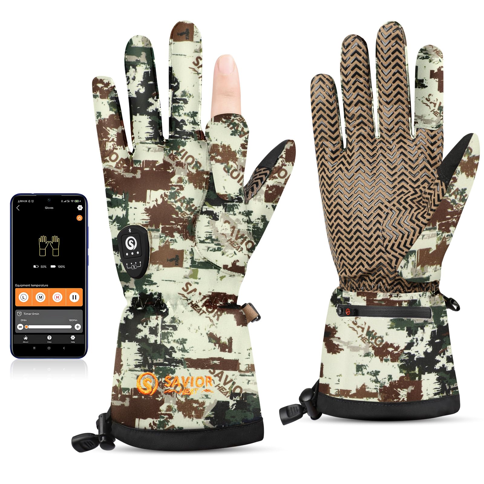 SAVIOR HEAT Heated Gloves for Men & Women - Rechargeable Battery-Powered Winter Gloves for Hunting, Fishing, Shooting & Outdoor Activities | Touchscreen Compatible Cold Weather Gloves | Perfect for Skiing, Hiking & Snowboarding