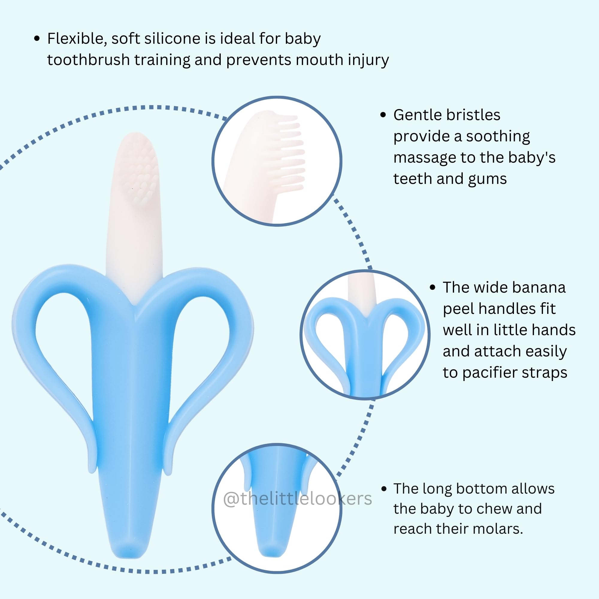 MASTELA Silicone Baby Banana Teether & Toothbrush - Safe Teething Toy for Infants & Toddlers (Blue, 1 Pack) - Perfect for Soothing Sore Gums & Early Oral Care