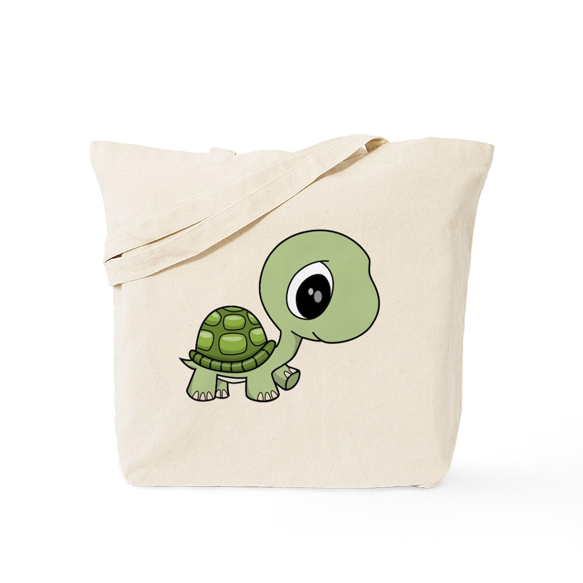 Eco-Friendly Baby Turtle Canvas Tote Bag - Reusable Natural Cotton Shopping Bag for Groceries, Beach & Daily Use