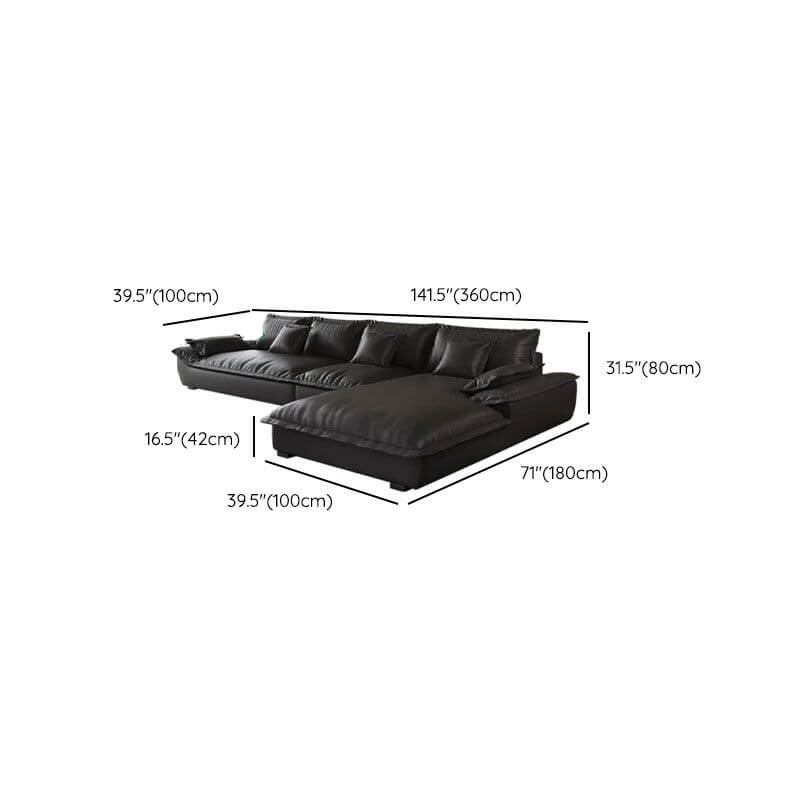 Modern L-Shaped Sectional Sofa with Chaise Lounge in Black - Sturdy Concealed Support - Perfect for Living Room, Home Theater, and Small Spaces
