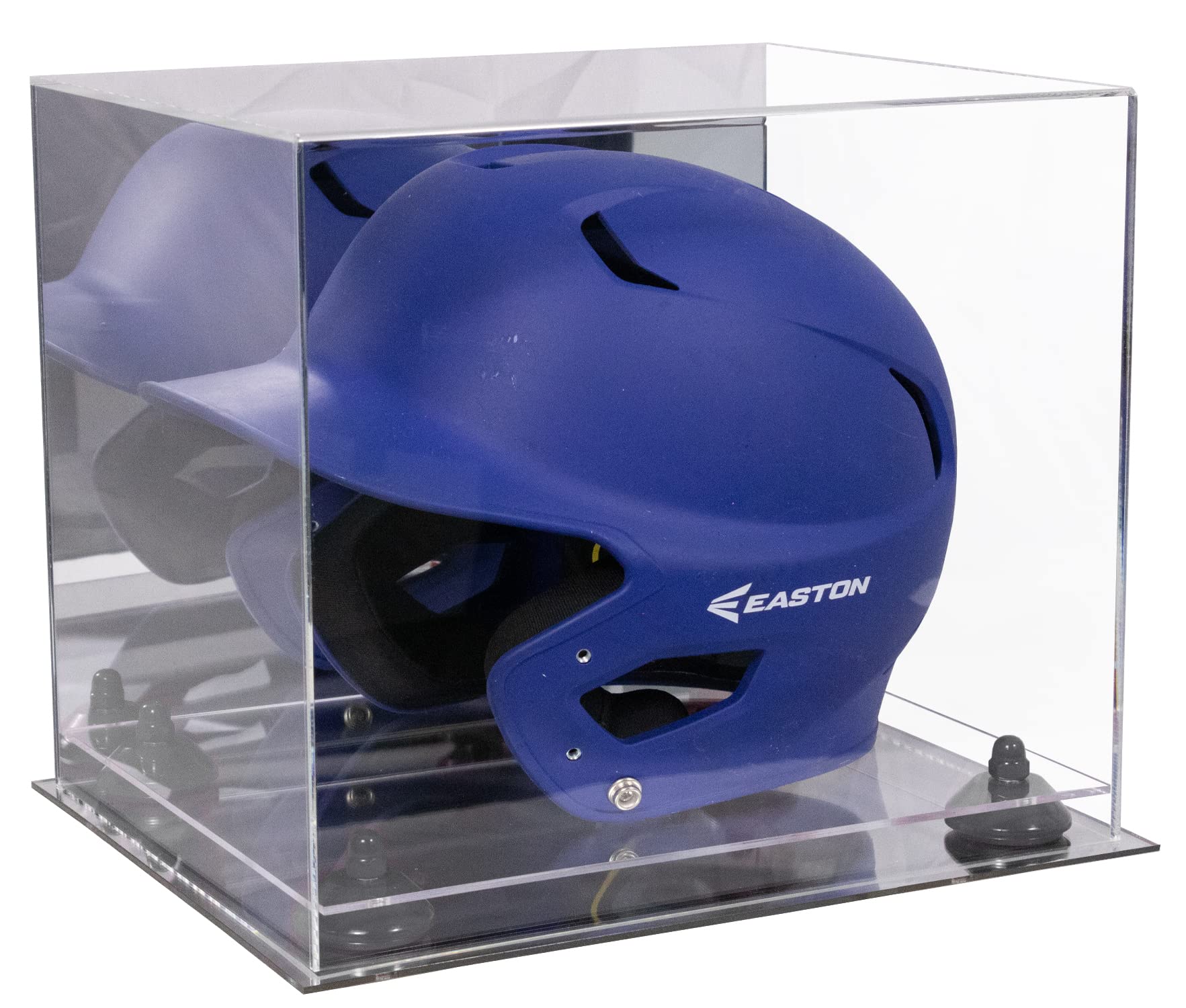 Acrylic Baseball Batting Helmet Display Case with Mirror - Black Risers & Mirror Base (V22/A012) - Perfect for Showcasing Collectibles in Home or Office